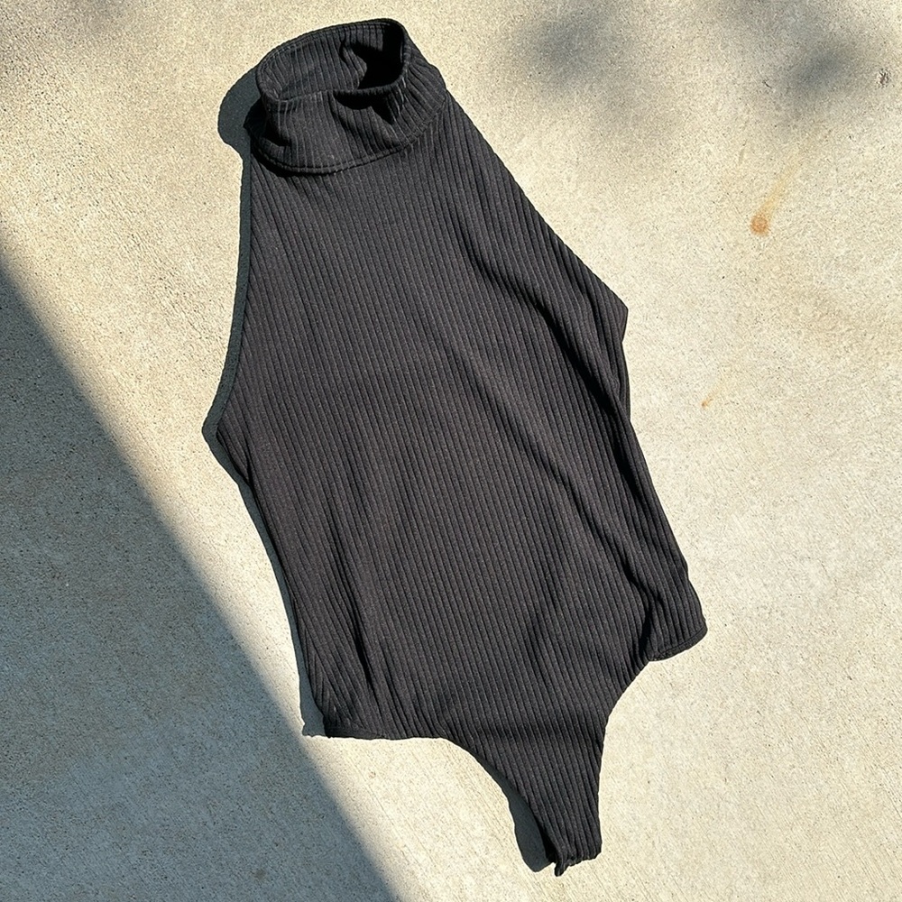 Victoria Sport Black Ribbed Bodysuit